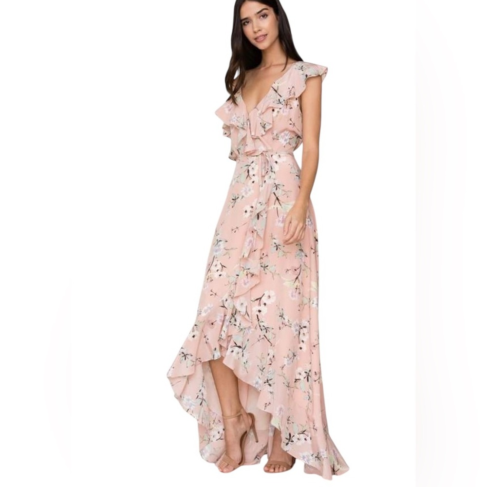 Yumi Kim Asymmetrical Floral Pink Flowy  Dress - Picture 2 of 4